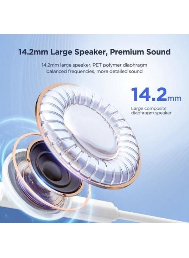 JOYROOM - JR-EC05 TYPE-C Series Half In-Ear Wired Earphones - White - Image 1