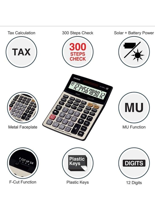 CASIO 12 Digits Check And Recheck Desktop Business Calculator Gold/Black  - Image 2