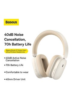 Baseus Bowie H1 Noise Cancelling Wireless Headphones 4 mics Bluetooth V5.2 40db Active Noise Cancellation 70h Battery Life 40mm Driver Unit Beige  - Image 2
