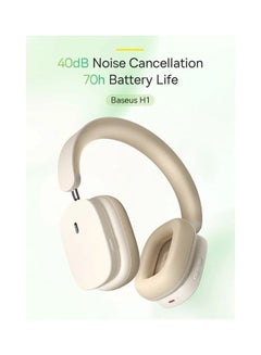 Baseus Bowie H1 Noise Cancelling Wireless Headphones 4 mics Bluetooth V5.2 40db Active Noise Cancellation 70h Battery Life 40mm Driver Unit Beige  - Image 3