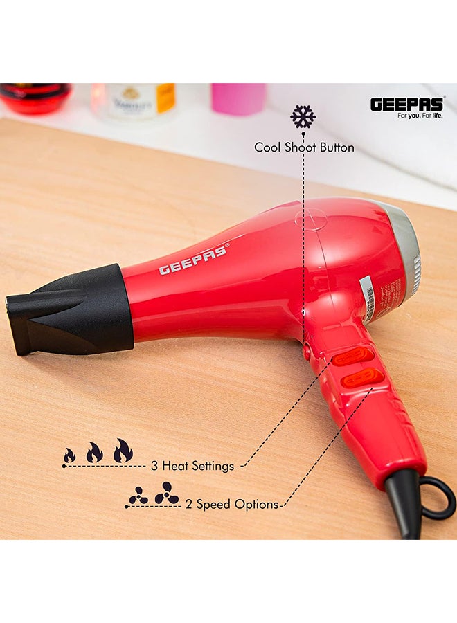 GEEPAS - 3 Heat Setting Function1500W Hair Dryer GH8078 Geepas Red - Image 1