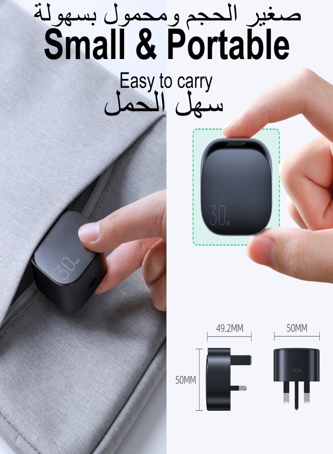30W Cube USB C Fast Charger, supports PD 3.0, QC 3.0. USB Wall Charger Travel Adapter with PD 30W Fast Charging Power Supply, compatible with iP 12/13 full series PD 30W fast charging, Samsung devices PPS 25W, iPads fast charging. Black