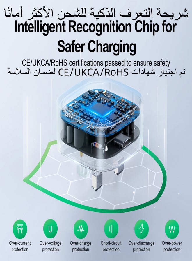 30W Cube USB C Fast Charger, supports PD 3.0, QC 3.0. USB Wall Charger Travel Adapter with PD 30W Fast Charging Power Supply, compatible with iP 12/13 full series PD 30W fast charging, Samsung devices PPS 25W, iPads fast charging. Black