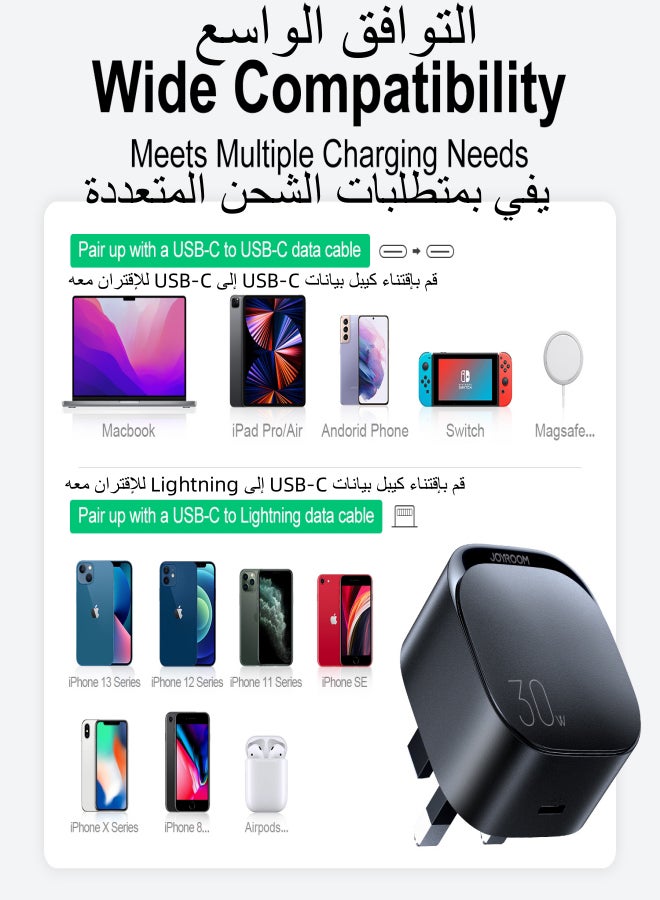 30W Cube USB C Fast Charger, supports PD 3.0, QC 3.0. USB Wall Charger Travel Adapter with PD 30W Fast Charging Power Supply, compatible with iP 12/13 full series PD 30W fast charging, Samsung devices PPS 25W, iPads fast charging. Black