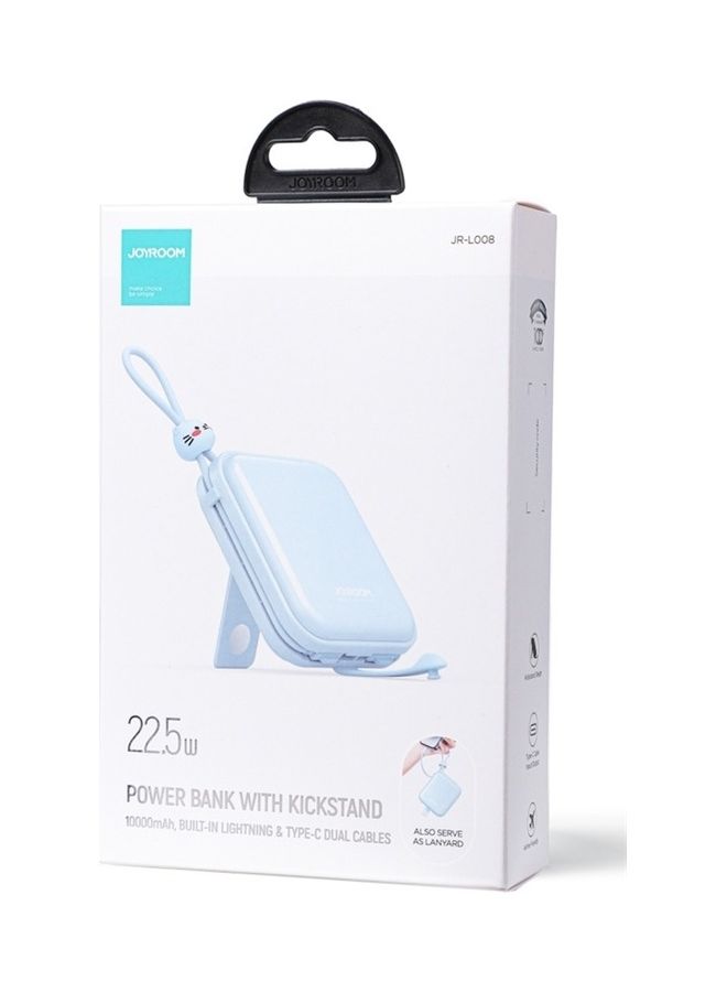 10000.0 mAh 10000mAh Ladies 22.5W Fast Charging Power Bank With Type-C And Lightning Output Cable/Phone Holder Blue