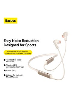 بيسوس U2 Pro سماعة رأس بشريط حول الرقبة بلوتوث 5.2 Hybrid 42db Anc سماعة رأس لاسلكية داخل الأذن إلغاء الضوضاء سماعات الألعاب الرياضية  - Image 2