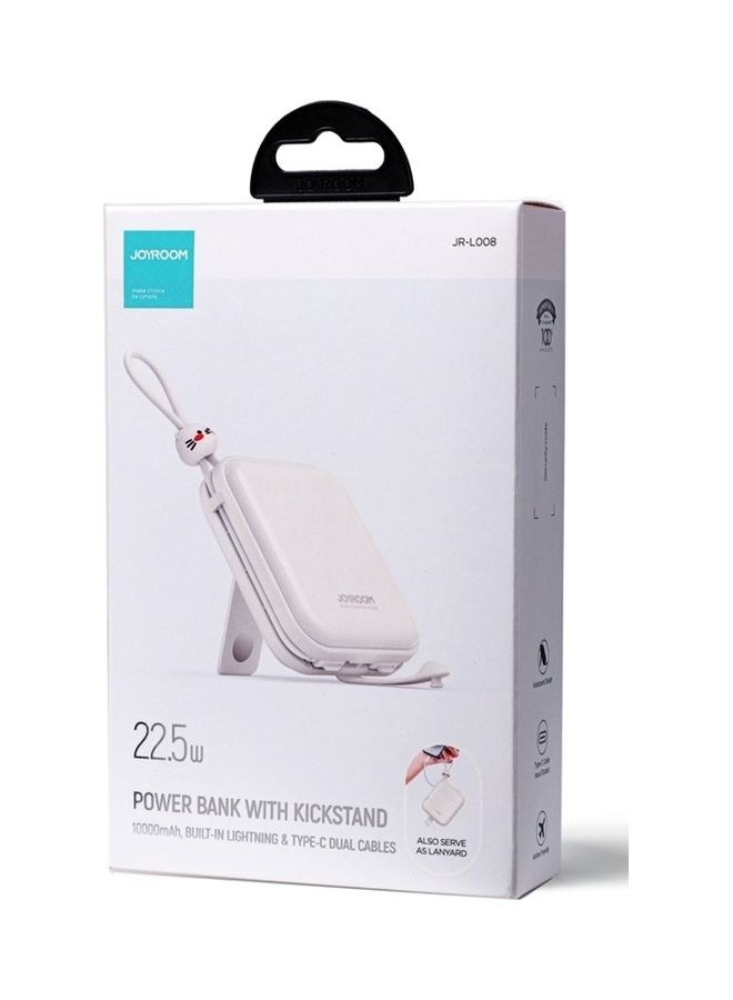 JOYROOM - 10000.0 mAh 10000mAh Ladies 22.5W Fast Charging Power Bank With Type-C And Lightning Output Cable/Phone Holder White - Image 1