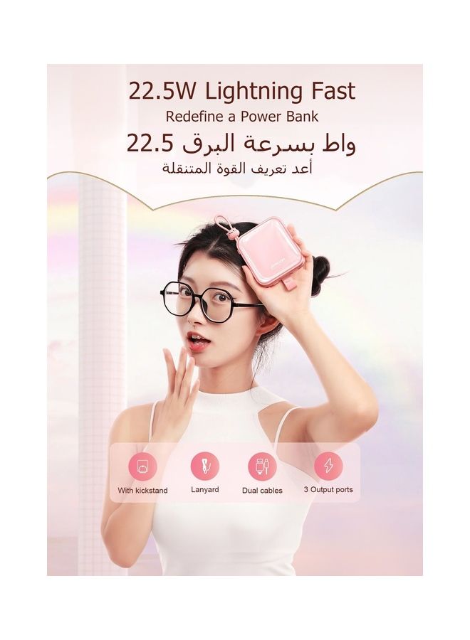 JOYROOM 10000.0 mAh 10000mAh Ladies 22.5W Fast Charging Power Bank With Type-C And Lightning Output Cable/Phone Holder White  - Image 3