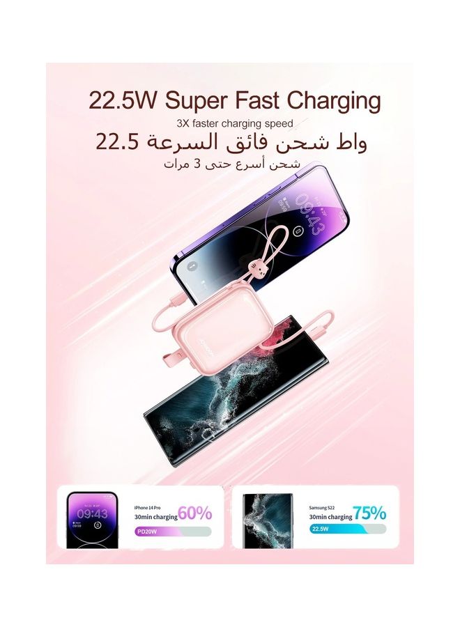 JOYROOM 10000.0 mAh 10000mAh Ladies 22.5W Fast Charging Power Bank With Type-C And Lightning Output Cable/Phone Holder White  - Image 5
