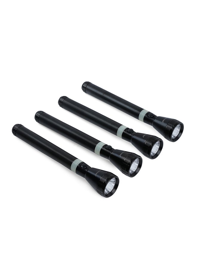 Combo Rechargeable LED Torch Pack of 4  Hyper Bright Light with 1KM Long Range  4 Hours Continuous Working  Portable Torch with Hyper Bright LED Light  Unbreakable and Durable SLT-2511 Black 26cm