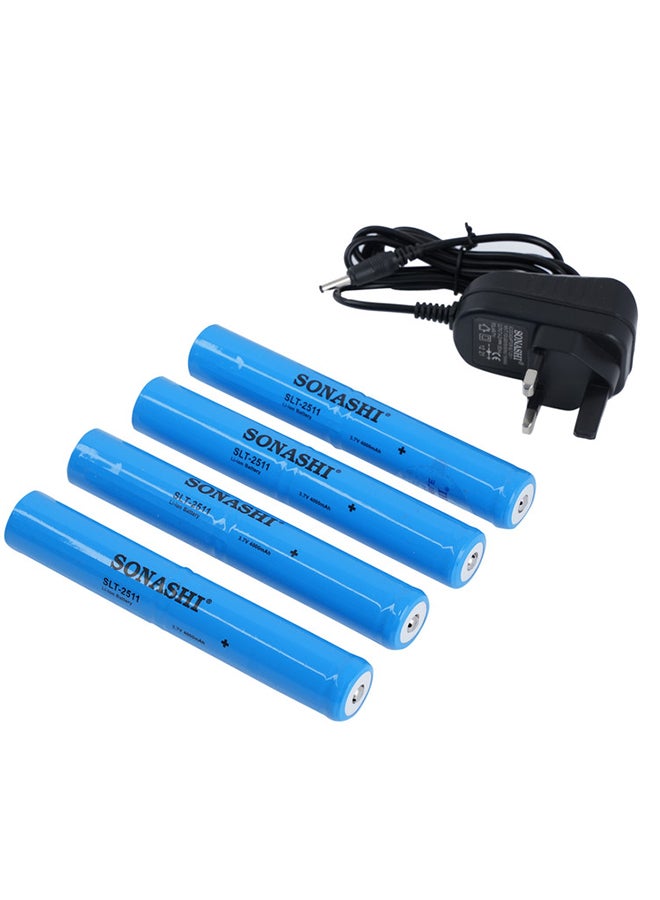 Combo Rechargeable LED Torch Pack of 4  Hyper Bright Light with 1KM Long Range  4 Hours Continuous Working  Portable Torch with Hyper Bright LED Light  Unbreakable and Durable SLT-2511 Black 26cm