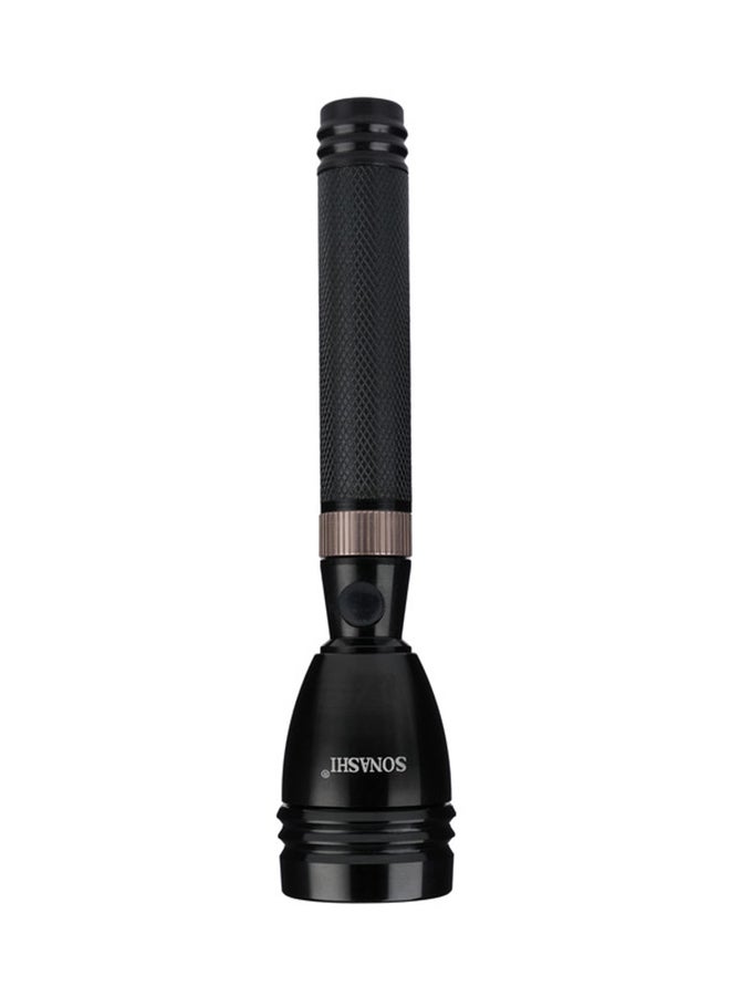 Rechargeable LED Torch  Portable And Lightweight Bright Flashlight  Unbreakable Glass with Water Resistant Feature  LED Torch ideal for Camping Hiking and Outdoors SLT-190 Black/Gold