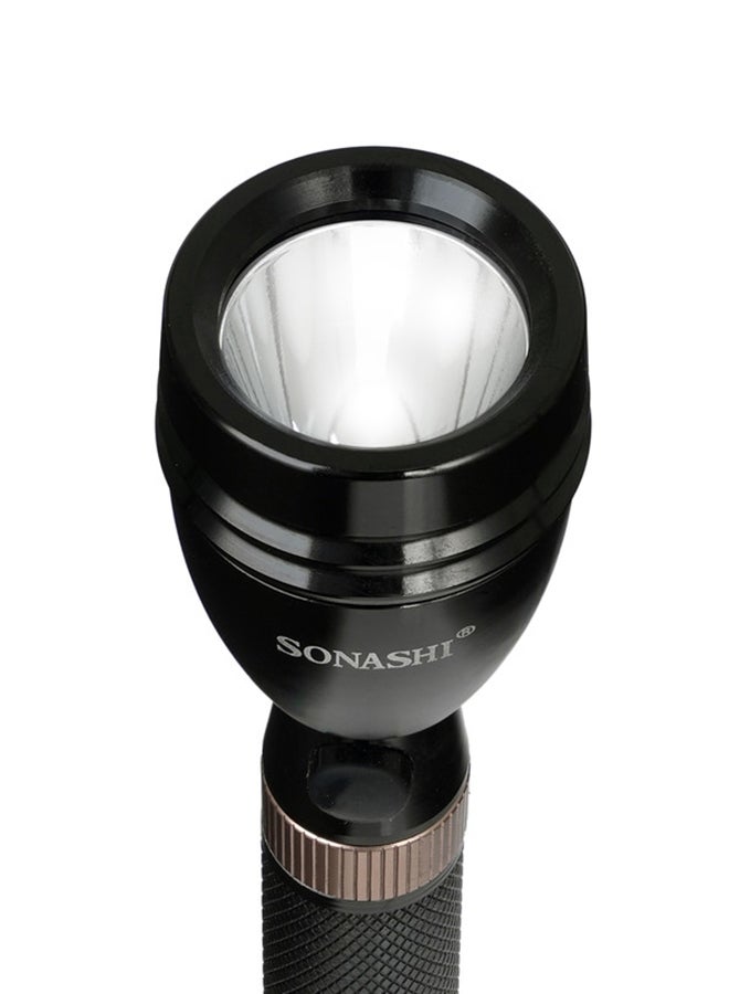 Rechargeable LED Torch  Portable And Lightweight Bright Flashlight  Unbreakable Glass with Water Resistant Feature  LED Torch ideal for Camping Hiking and Outdoors SLT-190 Black/Gold