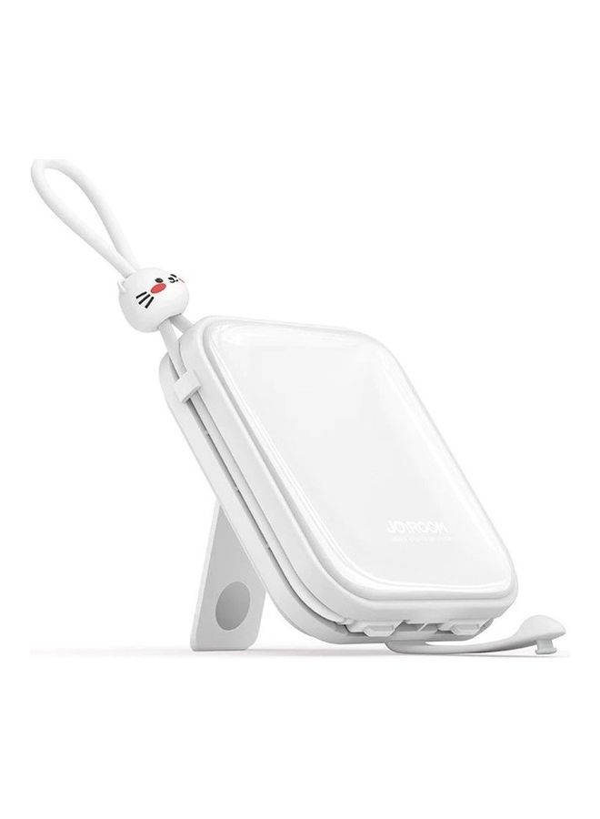 JOYROOM 10000.0 mAh 10000mAh Ladies 12W Power Bank With Type-C And Lightning Output Cable/Phone Holder White  - Image 1