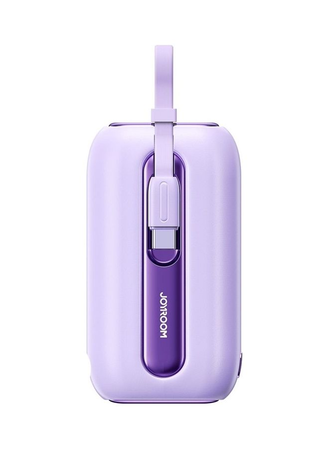 JOYROOM 10000.0 mAh 10000mAh 12W Self Contained Cable Portable Mini Power Bank With Type-C And Lightning Output Cable Purple - Image 1