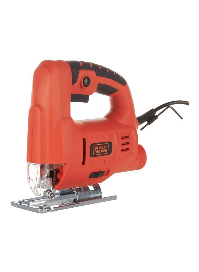 BLACK+DECKER - Compact Jigsaw, 400W, Variable Speed, Ergonomic Design, Lock-On Switch, Dust Extraction, 0-45° Bevel Cuts for Precise, Versatile Cutting, High Precision Cutting Orange/Black 27x21x7.5cm - Image 1