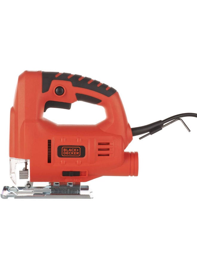 BLACK+DECKER - Compact Jigsaw, 400W, Variable Speed, Ergonomic Design, Lock-On Switch, Dust Extraction, 0-45° Bevel Cuts for Precise, Versatile Cutting, High Precision Cutting Orange/Black 27x21x7.5cm - Image 1