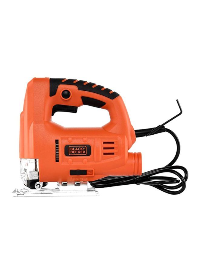 BLACK+DECKER - Compact Jigsaw, 400W, Variable Speed, Ergonomic Design, Lock-On Switch, Dust Extraction, 0-45° Bevel Cuts for Precise, Versatile Cutting, High Precision Cutting Orange/Black 27x21x7.5cm - Image 1
