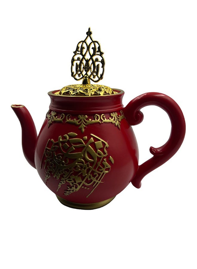 آد فيت مبخرة فاخرة للمنزل والأماكن الخارجية على شكل ابريق شاي أحمر 10x5x5سم - Image 1