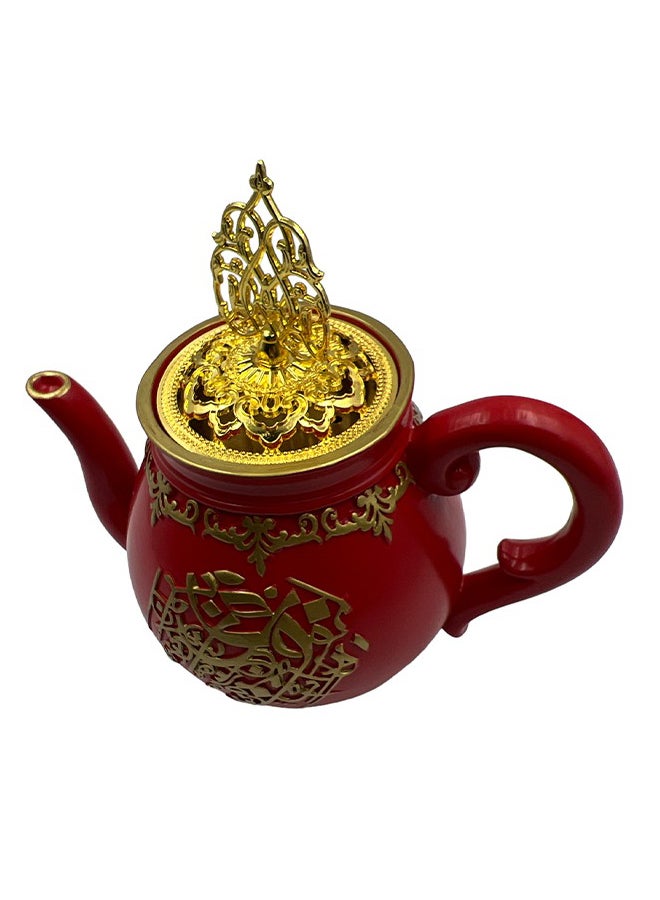 آد فيت مبخرة فاخرة للمنزل والأماكن الخارجية على شكل ابريق شاي أحمر 10x5x5سم - Image 2