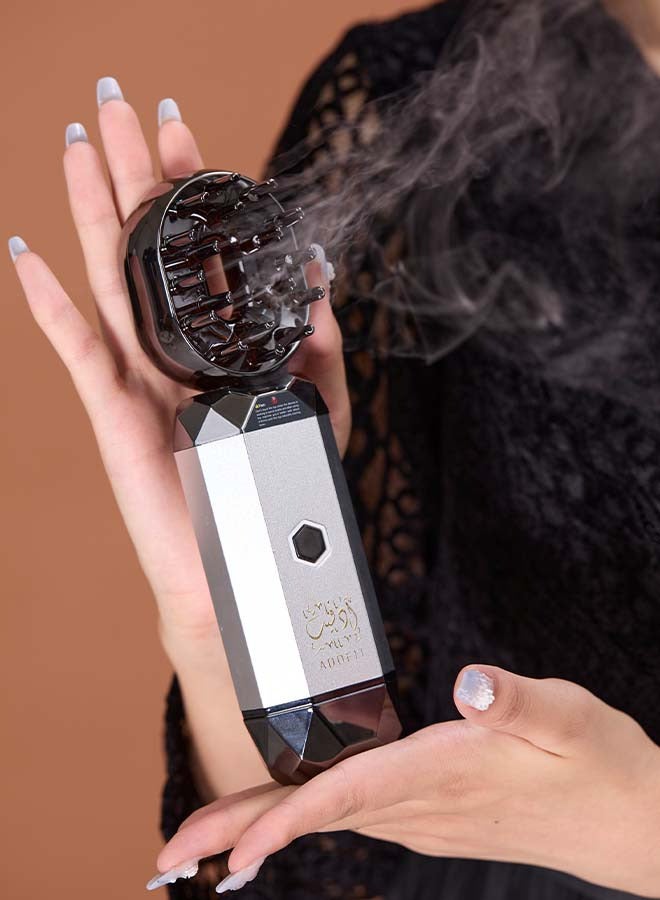 ADDFiT Electric Hair Comb Set Bukhoor Incense Burner Comb And Incense Silver 6x2cm - Image 2