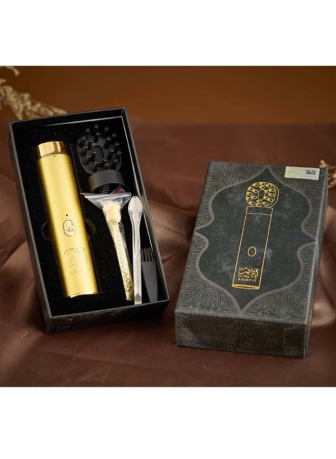 ADDFiT - Electric Hair Comb Set Bukhoor Incense Burner Comb And Incense Gold 8x3cm - Image 1