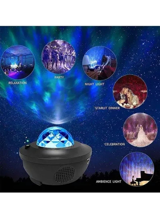 آد فيت - اضاءه بروجكتور LED على شكل نجمة مع جهاز تحكم عن بعد 10 ألوان اختيارية ومكبر صوت بلوتوث اسود - Image 1