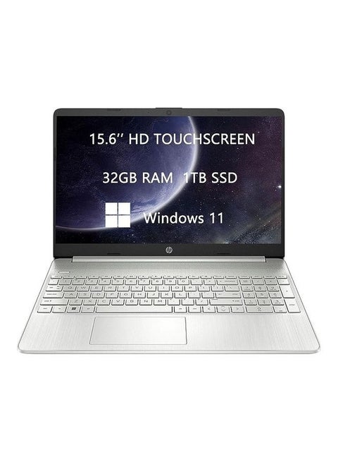 Touch-Screen (Upgraded Version) Laptop With 15.6-Inch Display, Core i5-1135G7 Processor/32GB RAM/1TB SSD/Intel Iris XE Graphics/Windows 11 With ROKC HDMI Cable English/Arabic Silver