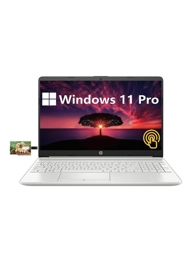 HP (Upgraded Version) Laptop With 15.6-Inch FHD Touchscreen Display, Core i5-1135G7 Processor/16GB RAM/1TB SSD/Intel Iris XE Graphics/Windows 11 Pro + 32GB Durlyfish USB Card English/Arabic ‎Natural silver English/Arabic ‎Natural silver - Image 1