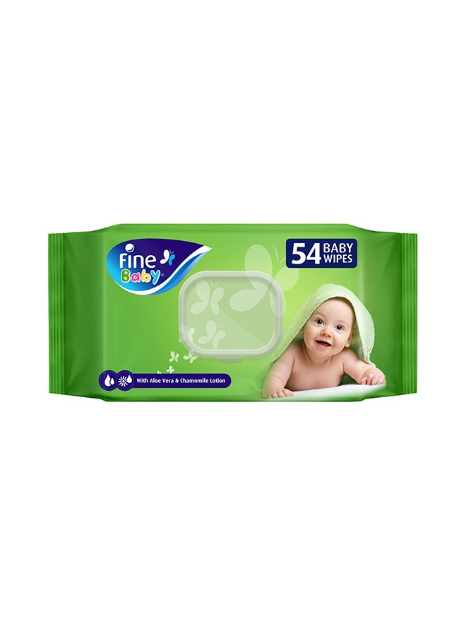 Wet Wipes 54 Sheets X 1 Ply - Wipes With Aleo Vera & Chamomile Lotion - v1690882689/N29519847A_1