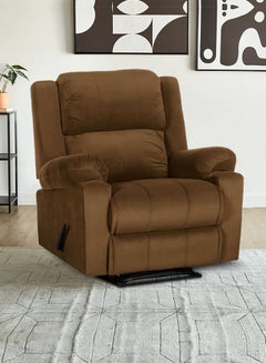REGAL IN HOUSE Velvet Upholstered Classic Recliner Chair With Bed Mode Brown 90x95x80cm  - Image 1