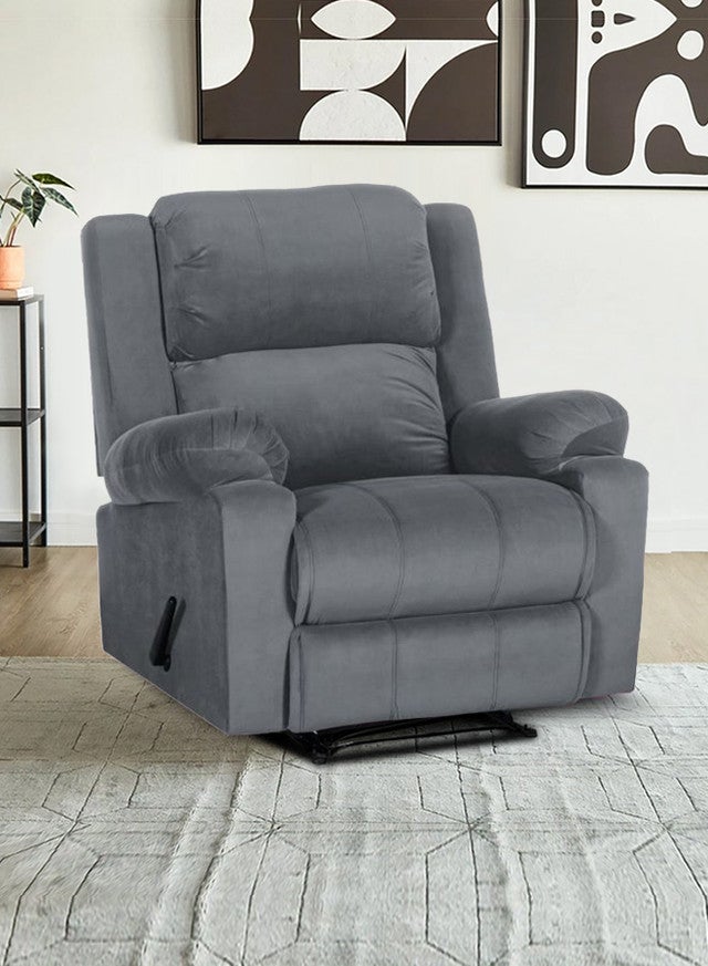 REGAL IN HOUSE Velvet Upholstered Classic Recliner Chair With Bed Mode Grey 90x95x80cm 