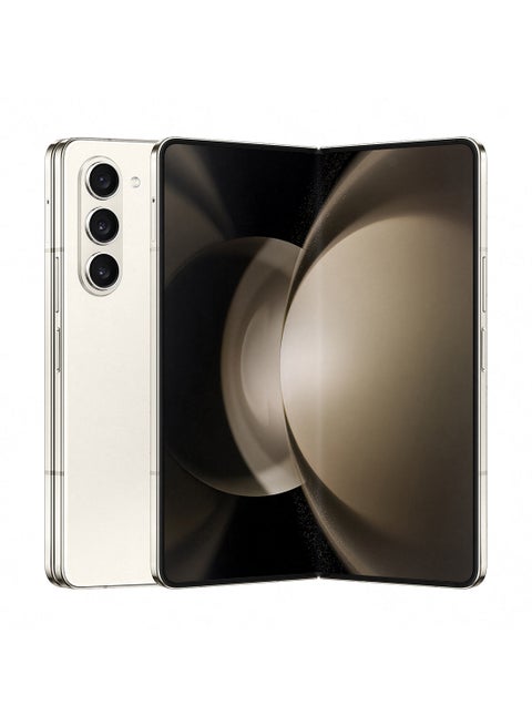 هاتف Galaxy Z Fold 5 بشريحتي اتصال باللون الكريمي وذاكرة وصول عشوائي (RAM) سعة 12 جيجابايت وذاكرة تخزين داخلية 512 جيجابايت يدعم تقنية 5G - إصدار عالمي