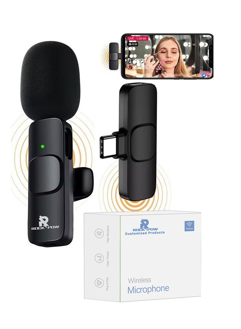 Rock Pow - Wireless Lavalier Microphone for Type C MIC002 Black - Image 1