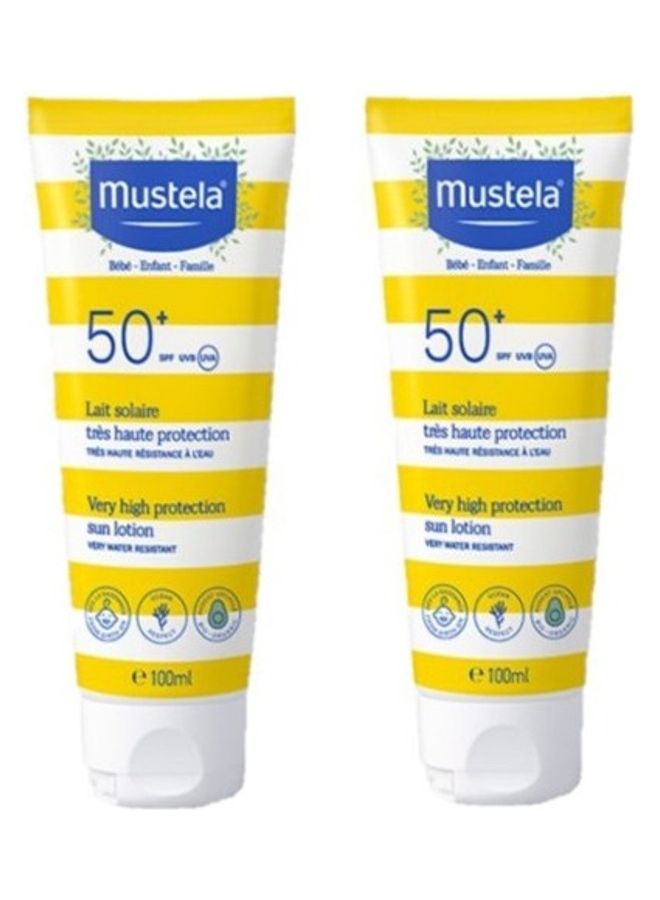 Mustela Pack Of 2 Very High Protection Sun Lotion SPF 50+, (2 x 100)ml - Image 1