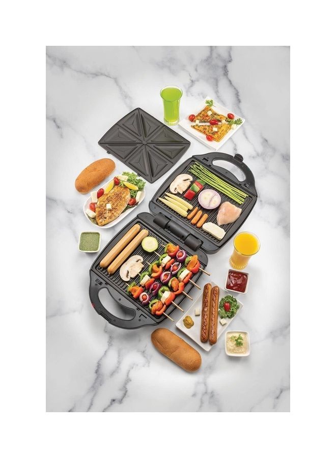 BLACK+DECKER - Sandwich Maker & Grill with Interchangeable Plate 2-in-1 4 Slice 1400 W TS4120-B5 black - Image 1