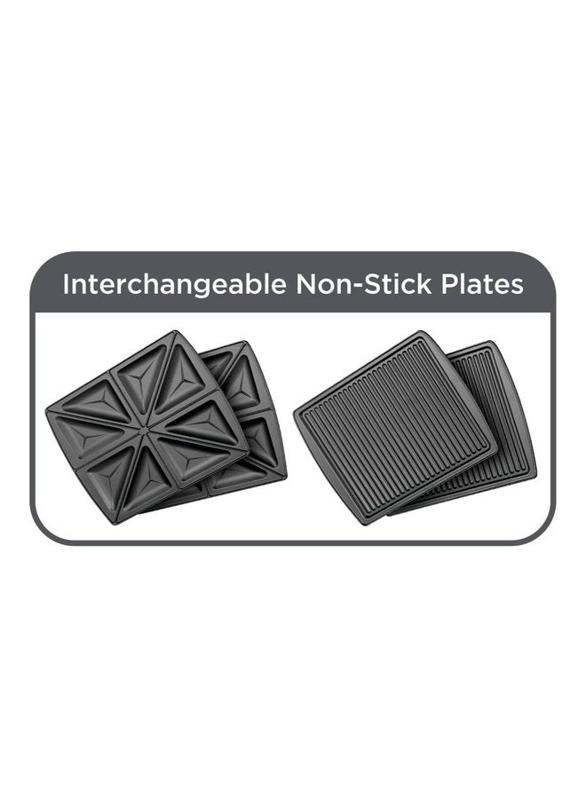 BLACK+DECKER - Sandwich Maker & Grill with Interchangeable Plate 2-in-1 4 Slice 1400 W TS4120-B5 black - Image 1