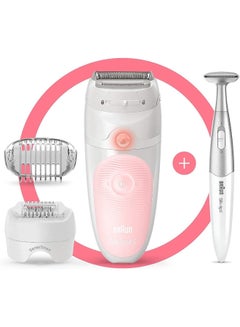 BRAUN Silk Epil SES 5820 Wet & Dry Epilator + 4 Extras incl. Bikini Styler & Pouch White 19.7x7x26cm  - Image 2