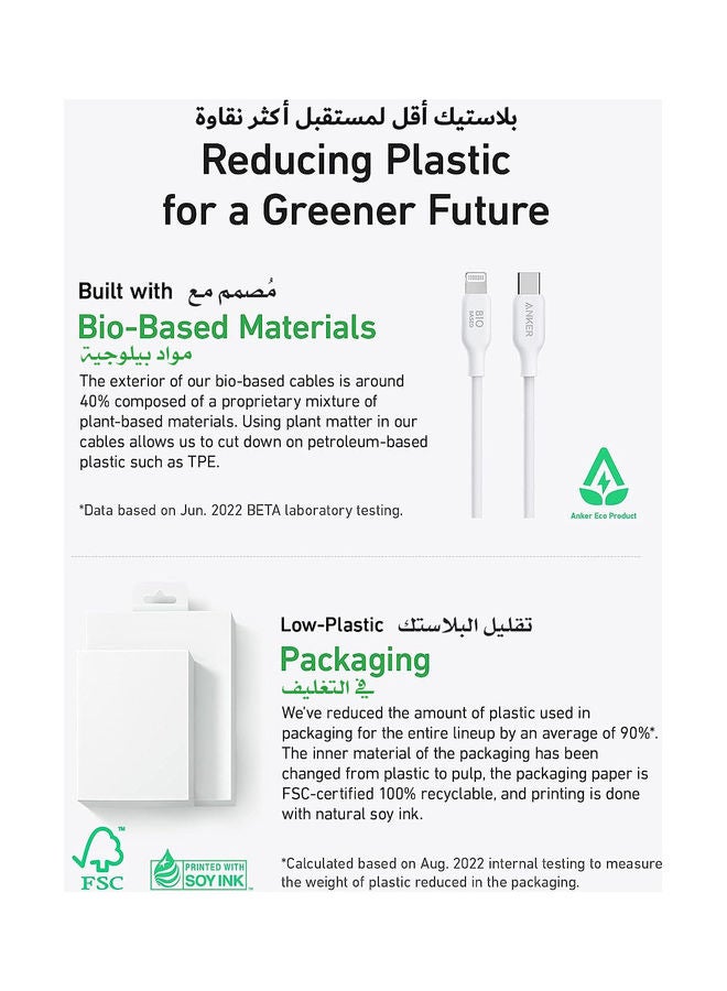 Anker PD To Lightning Cable For Apple Devices, iPhones, iPads, 0.9 Meters, 542 USB-C To Lightning Cable White  - Image 3