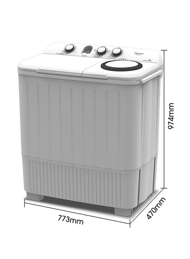 Hisense - Twin Tub Washing Machine With Air Intake Spin Cover WSBE901 White - Image 1