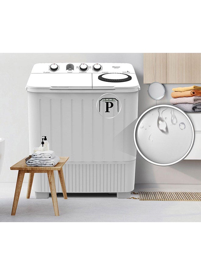 Hisense - Twin Tub Washing Machine With Air Intake Spin Cover WSBE901 White - Image 1
