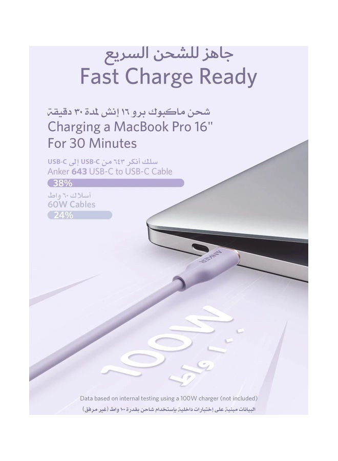 كابل تدفق PowerLine III لأجهزة USB-C، 1.8 متر، 100 واط USB-C إلى USB-C للأجهزة ذات منفذ USB-C