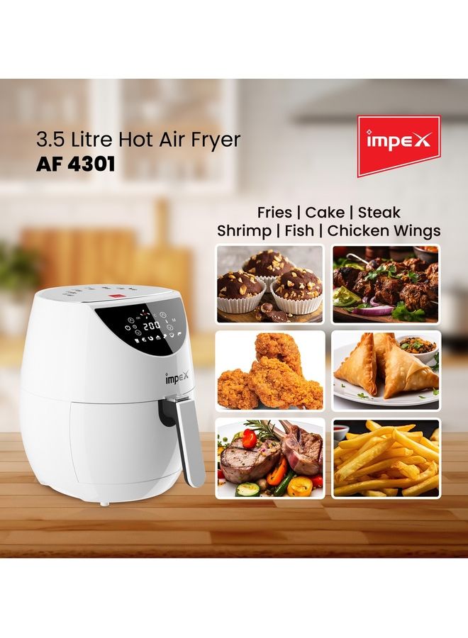 Impex - Digital Air Fryer With Detachable Non-Stick Basket, Auto Power Cut-off And Adjustable Temperature Control 3.5 L 1500 W AF 4301 White - Image 1