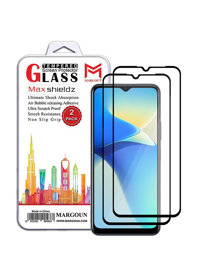 MARGOUN 2 Pack For Vivo Y33e Screen Protector Tempered Glass Full Glue Back Black Side - Image 1