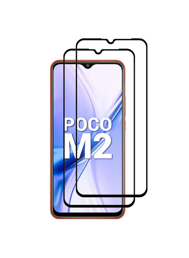 مارجون 2 Pack For Xiaomi Poco M2 Screen Protector Tempered Glass Full Glue Back Black Side - Image 2