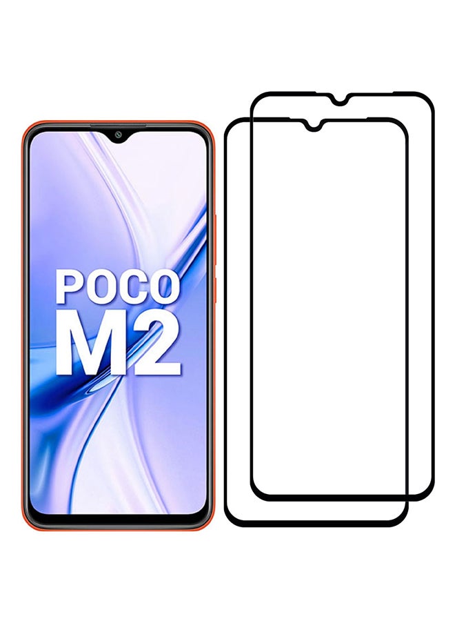 مارجون 2 Pack For Xiaomi Poco M2 Screen Protector Tempered Glass Full Glue Back Black Side - Image 3