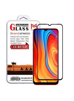 مارجون Realme C3I Screen Protector Tempered Glass Full Glue Back Black Side  - Image 1