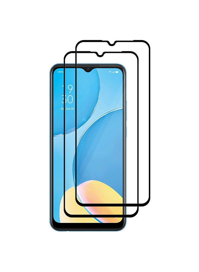 مارجون 2 Pack For Oppo A15 Screen Protector Tempered Glass Full Glue Back Black Side - Image 2