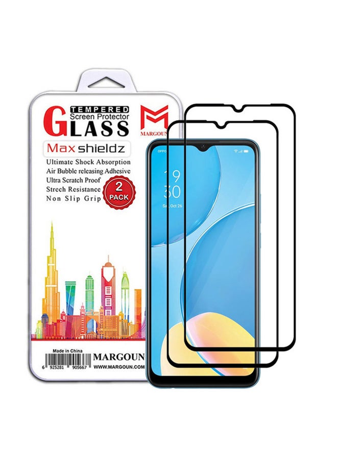 مارجون 2 Pack For Oppo A15 Screen Protector Tempered Glass Full Glue Back Black Side - Image 1