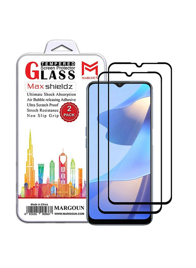 مارجون 2 Pack For Oppo A54s Screen Protector Tempered Glass Full Glue Back Black Side - Image 1